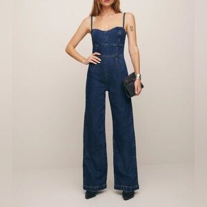 Daphne Wide Leg Denim Jumpsuit NWT